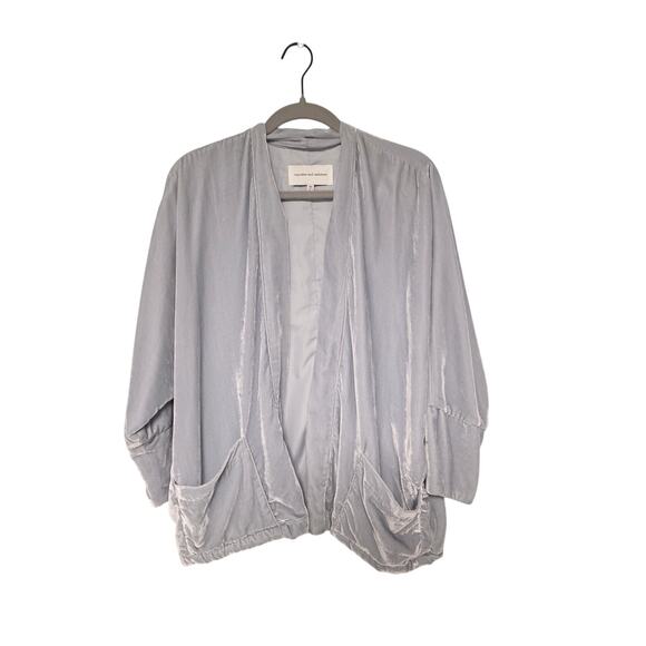 Velvet Light Grey Batwing Cardigan XS Soft Gorpcore Coquette Layering Lagenlook - Picture 1 of 7